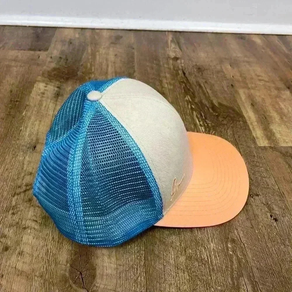 Gracy Folly Colorblock Mesh Snapback Adjustable Hat Orange Blue Trucker